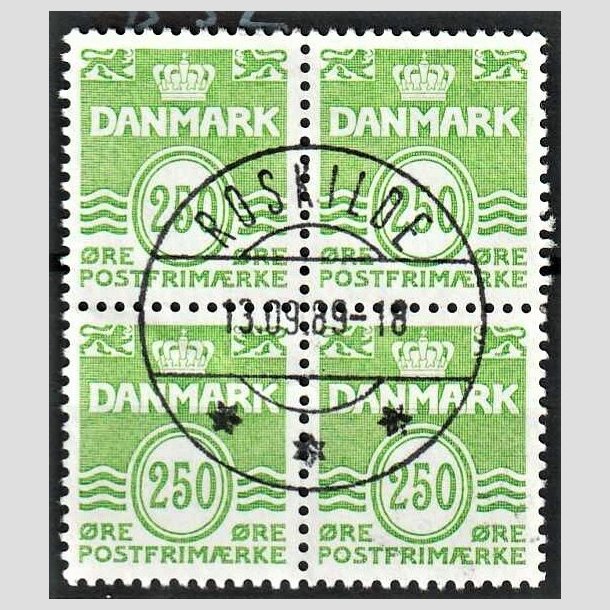 FRIMRKER DANMARK | 1985 - AFA 819 - Blgelinie - 250 re lysgrn i 4-blok - Pragt Stemplet Roskilde