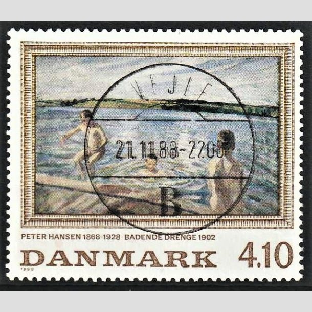 FRIMRKER DANMARK | 1988 - AFA 921 - Peter Hansen - 4,10 Kr. flerfarvet - Pragt Stemplet Vejle