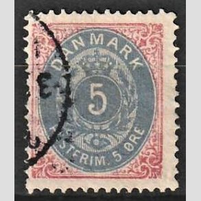 FRIM�RKER DANMARK | 1875 - AFA 24 - 5 �re r�d/bl� - Stemplet