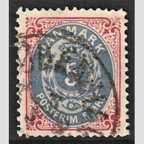FRIM�RKER DANMARK | 1875 - AFA 24 - 5 �re r�d/bl� - Stemplet