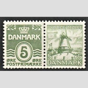 FRIMRKER DANMARK | 1937-38 - AFA 234+236 - Blgelinie 5 re grgrn i par med afa 236 - Postfrisk