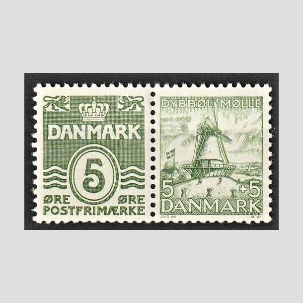 FRIMRKER DANMARK | 1937-38 - AFA 234+236 - Blgelinie 5 re grgrn i par med afa 236 - Postfrisk