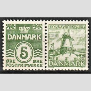 FRIMRKER DANMARK | 1937-38 - AFA 234+236 - Blgelinie 5 re grgrn i par med afa 236 - Postfrisk