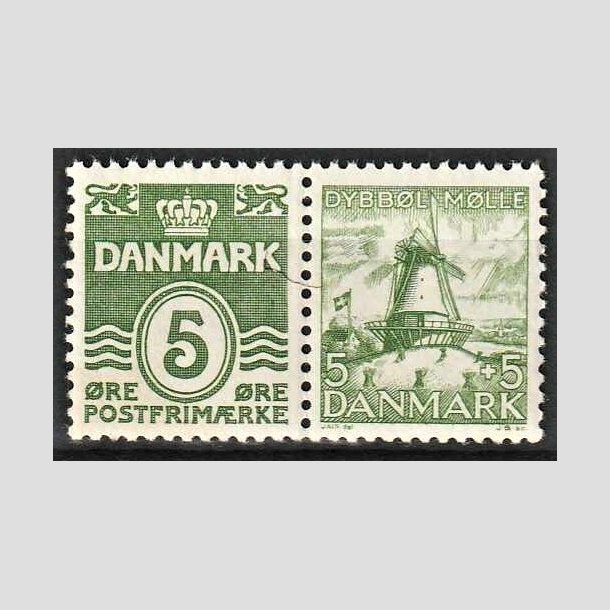 FRIMRKER DANMARK | 1937-38 - AFA 234+236 - Blgelinie 5 re grgrn i par med afa 236 - Postfrisk