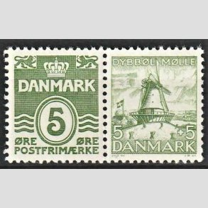 FRIMRKER DANMARK | 1937-38 - AFA 234+236 - Blgelinie 5 re grgrn i par med afa 236 - Postfrisk