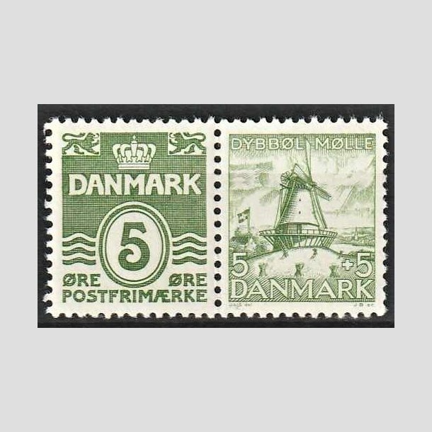 FRIMRKER DANMARK | 1937-38 - AFA 234+236 - Blgelinie 5 re grgrn i par med afa 236 - Postfrisk