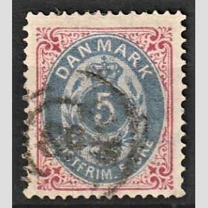 FRIM�RKER DANMARK | 1875 - AFA 24 - 5 �re r�d/bl� - Stemplet