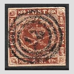 FRIMRKER DANMARK | 1858-62 - AFA 7 - 4 Skilling brun - Lux Stemplet