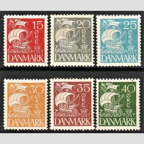 FRIM�RKER DANMARK | 1927 - AFA 169-174 - Karavel i komplet s�t - Ubrugt