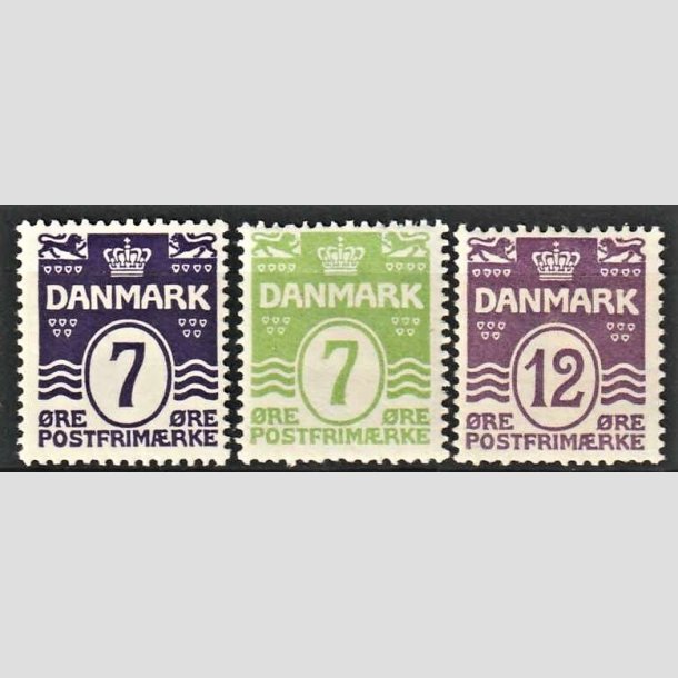 FRIMRKER DANMARK | 1926-30 - AFA 167,168,184 - Blgelinie 7+7 og 12 re - Ubrugt