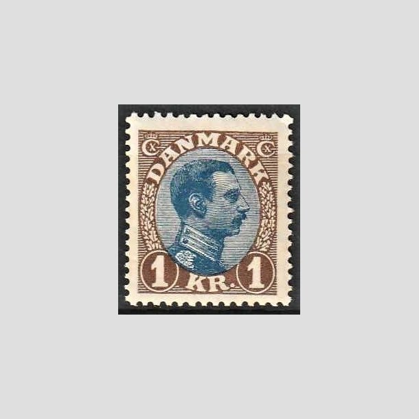 FRIMRKER DANMARK | 1921-22 - AFA 131 - Chr. X 1 Kr. brun/bl Type I - Ubrugt