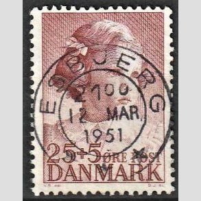 FRIM�RKER DANMARK | 1950 - AFA 325 - Prinsesse Anne-Marie - 25 + 5 �re brunr�d - Pragt Stemplet Esbjerg