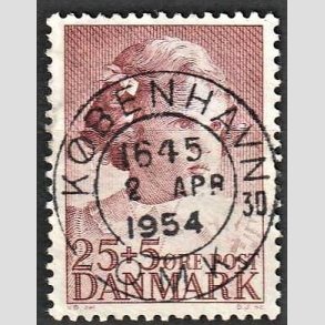 FRIM�RKER DANMARK | 1950 - AFA 325 - Prinsesse Anne-Marie - 25 + 5 �re brunr�d - Pragt Stemplet 