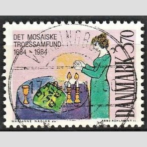 FRIM�RKER DANMARK | 1984 - AFA 815 - Ludvig Holberg - 3,70 Kr. flerfarvet - Pragt Stemplet Vordingborg