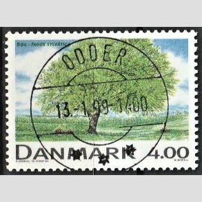 FRIM�RKER DANMARK | 1999 - AFA 1196 - Danske l�vtr�er - 4,00 Kr. flerfarvet - Pragt Stemplet Odder