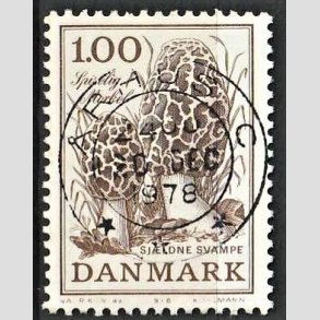 FRIM�RKER DANMARK | 1978 - AFA 669 - Sj�ldne svampe - 1,00 Kr. brun - Pragt Stemplet