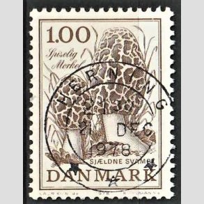 FRIM�RKER DANMARK | 1978 - AFA 669 - Sj�ldne svampe - 1,00 Kr. brun - Pragt Stemplet
