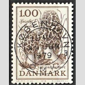 FRIM�RKER DANMARK | 1978 - AFA 669 - Sj�ldne svampe - 1,00 Kr. brun - Pragt Stemplet