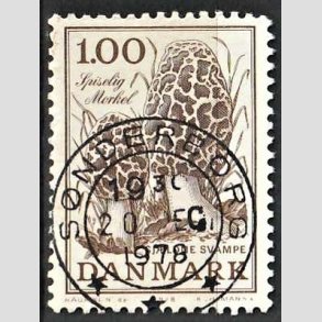 FRIM�RKER DANMARK | 1978 - AFA 669 - Sj�ldne svampe - 1,00 Kr. brun - Pragt Stemplet S�nderborg