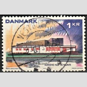 FRIM�RKER DANMARK | 1973 - AFA 548 - Nordens hus. - 1 Kr. flerfarvet - Pragt Stemplet