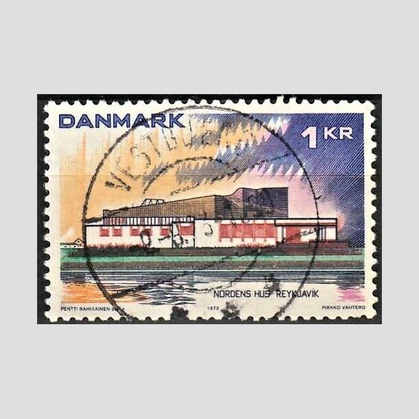 FRIMRKER DANMARK | 1973 - AFA 548 - Nordens hus. - 1 Kr. flerfarvet - Pragt Stemplet