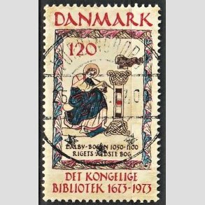 FRIM�RKER DANMARK | 1973 - AFA 550 - Det Kongelige Bibliotek 300 �r - 120 �re beige/brun/bl�/r�d - Pragt Stemplet Vordingborg