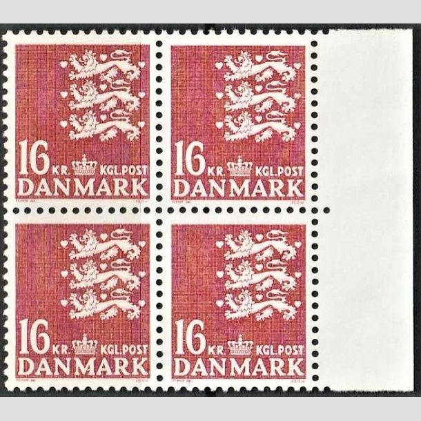 FRIMRKER DANMARK | 1983 - AFA 777 - Rigsvben 16 Kr. matrd i 4-blok - Postfrisk