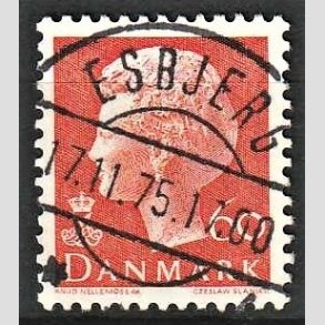 FRIMRKER DANMARK | 1974 - AFA 572 - Dronning Margrethe - 60 re orange - Pragt Stemplet Esbjerg