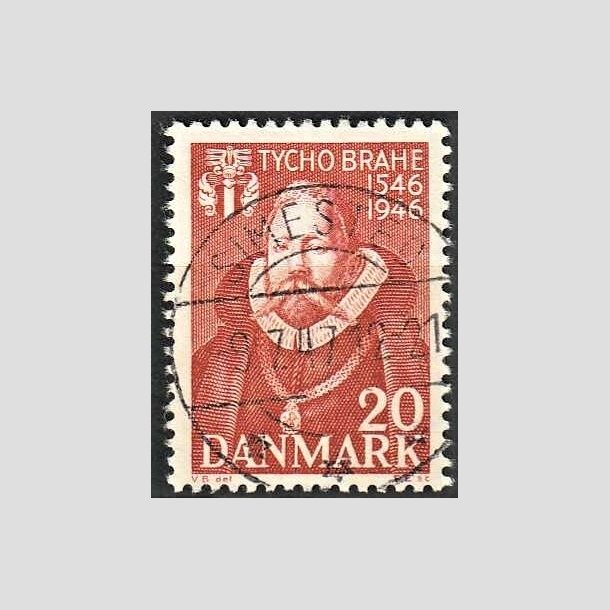 FRIMRKER DANMARK | 1946 - AFA 298 - Tycho Brahe - 20 re brunrd - Pragt Stemplet Simested