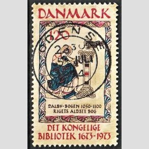 FRIM�RKER DANMARK | 1973 - AFA 550 - Det Kongelige Bibliotek 300 �r - 120 �re beige/brun/bl�/r�d - Pragt Stemplet Odense