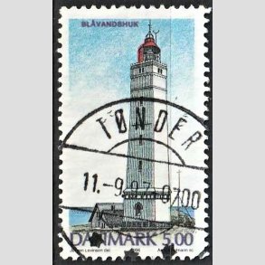 FRIM�RKER DANMARK | 1996 - AFA 1125 - Danske Fyrt�rne - 5,00 Kr. flerfarvet - Pragt Stemplet T�nder