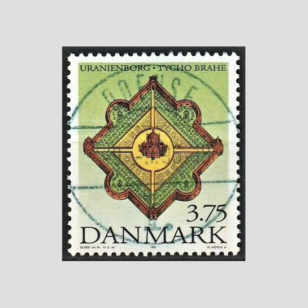 FRIMRKER DANMARK | 1995 - AFA 1101 - Tycho Brahe - 3,75 Kr. flerfarvet - Pragt Stemplet Odense (Blt stempel)