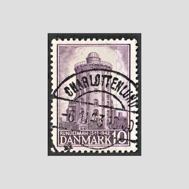 FRIMRKER DANMARK | 1942 - AFA 273 - Rundetrn 10 re violet - Lux Stemplet Charlottenlund