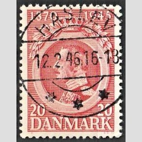 FRIM�RKER DANMARK | 1945 - AFA 291 - Chr. X 75 �r 20 �re r�d - Pragt Stemplet Haslev