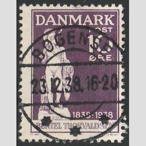 FRIM�RKER DANMARK | 1938 - AFA 250 - Thorvaldsen 10 �re violet - Lux Stemplet Bogense