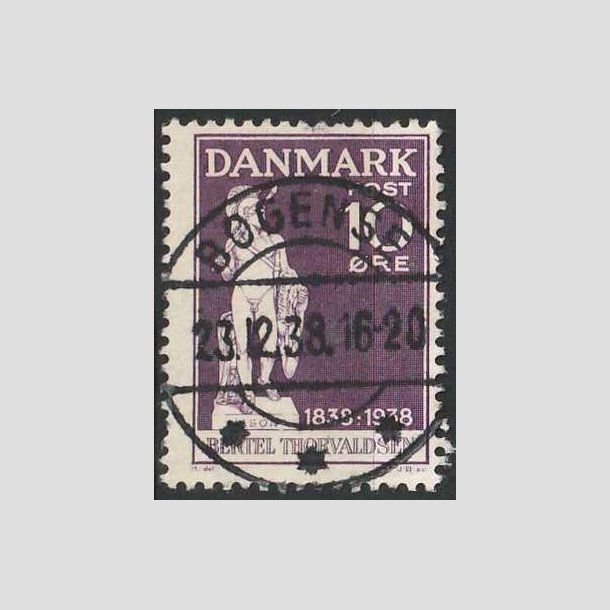 FRIMRKER DANMARK | 1938 - AFA 250 - Thorvaldsen 10 re violet - Lux Stemplet Bogense