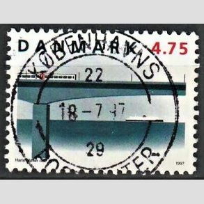 FRIM�RKER DANMARK | 1997 - AFA 1145 - Jernbaneforbindelsen p� Storeb�lt - 4,75 Kr. flerfarvet - Pragt Stemplet 