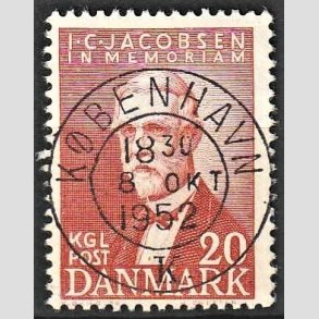 FRIM�RKER DANMARK | 1947 - AFA 305 - I. C. Jacobsen - 20 �re brunr�d - Pragt Stemplet K�benhavn