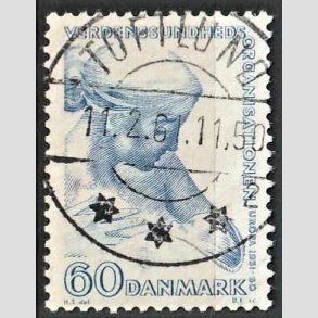 FRIM�RKER DANMARK | 1960 - AFA 388 - WHO - 60 �re bl� - Lux Stemplet Toftlund