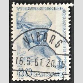 FRIM�RKER DANMARK | 1960 - AFA 388 - WHO - 60 �re bl� - Lux Stemplet Viborg