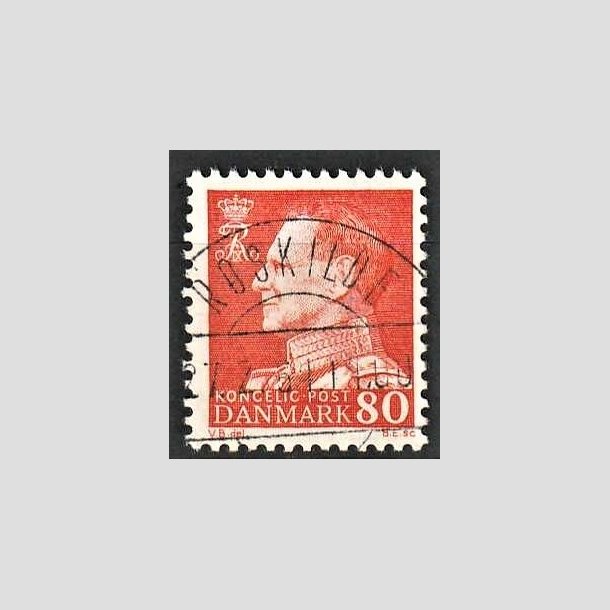 FRIMRKER DANMARK | 1961-62 - AFA 400 - Fr. IX 80 re orangegul - Pragt Stemplet Roskilde