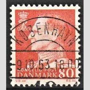FRIMRKER DANMARK | 1961-62 - AFA 400 - Fr. IX 80 re orangegul - Pragt Stemplet Kbenhavn