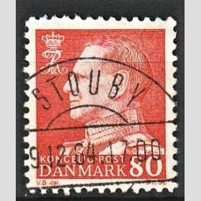 FRIMRKER DANMARK | 1961-62 - AFA 400 - Fr. IX 80 re orangegul - Pragt Stemplet Stouby
