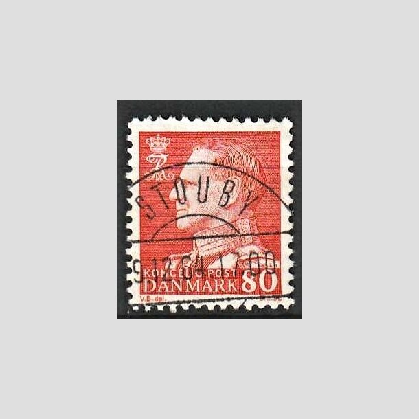 FRIMRKER DANMARK | 1961-62 - AFA 400 - Fr. IX 80 re orangegul - Pragt Stemplet Stouby