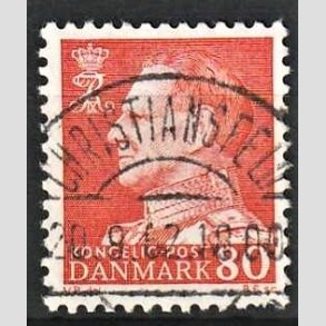 FRIMRKER DANMARK | 1961-62 - AFA 400 - Fr. IX 80 re orangegul - Pragt Stemplet Christiansfeld