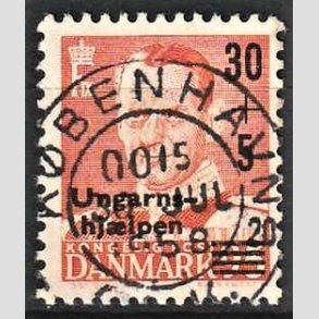 FRIMRKER DANMARK | 1957 - AFA 369 - Ungarnshjlpen - 30 + 5 re orangerd - Pragt Stemplet Kbenhavn