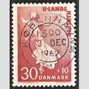 FRIMRKER DANMARK | 1962 - AFA 408 - Bistand - 30 + 10 re karamin - Pragt Stemplet