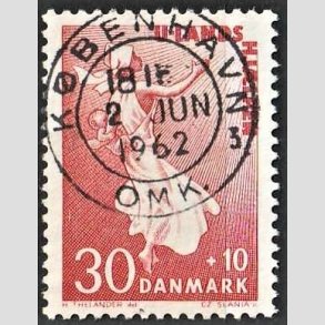 FRIMRKER DANMARK | 1962 - AFA 408 - Bistand - 30 + 10 re karamin - Pragt Stemplet