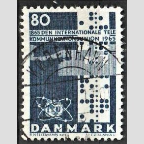 FRIM�RKER DANMARK | 1965 - AFA 434 - Telekommunikation 100 �r - 80 �re bl� - Lux Stemplet K�benhavn