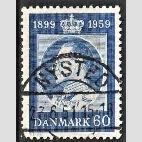 FRIM�RKER DANMARK | 1959 - AFA 376 - Frederik IX 60 �r - 60 �re bl� - Pragt Stemplet Nysted